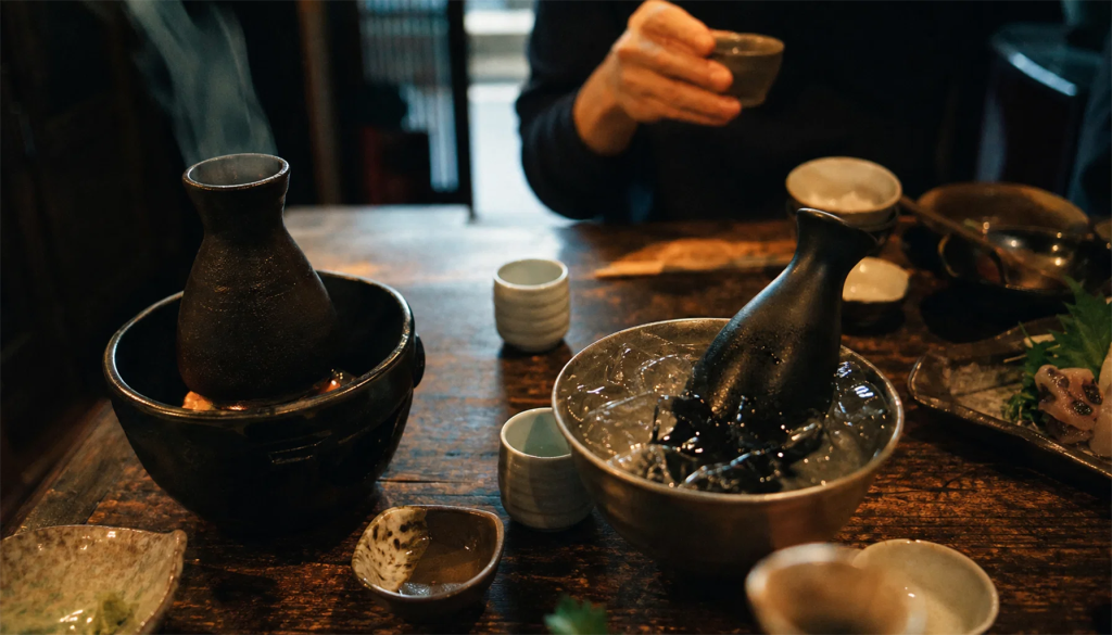 도쿠리와 잔에 담긴 사케