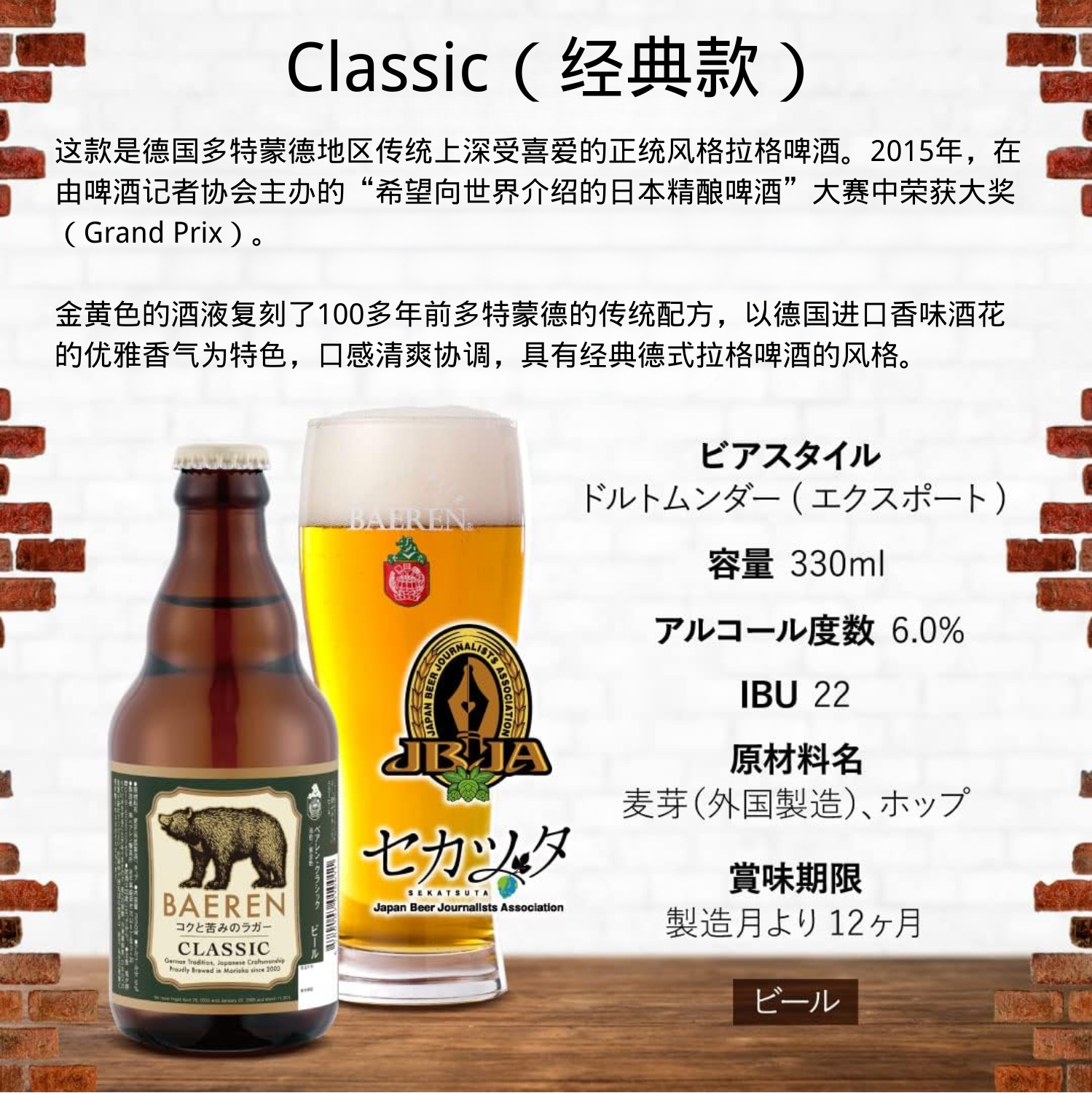 Baeren经典精酿啤酒5种6瓶 350ml×4+ 330ml×2(无杯子) - 图片 4
